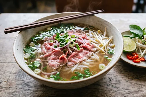 Phở bò tái - Beef Pho with Rare Sliced Beef