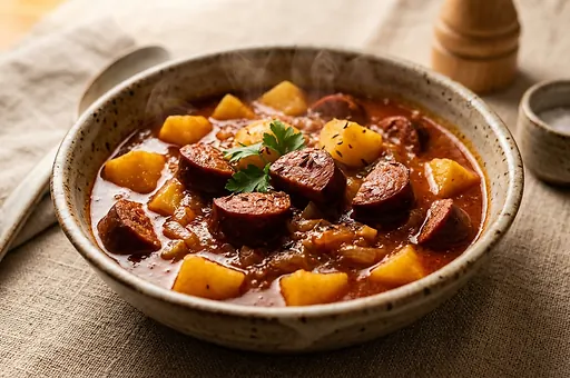 Sausage Goulash with Potatoes and Marjoram