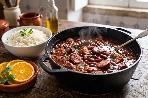 Feijoada with red beans and pork