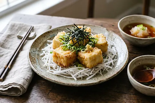 Agedashi tofu v dashi s mirinem