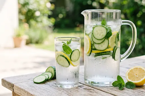 Cucumber Infused Water with Lemon and Mint