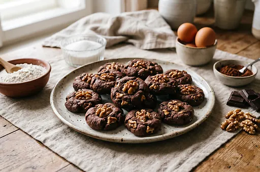 Chocolate Cookies with Walnuts