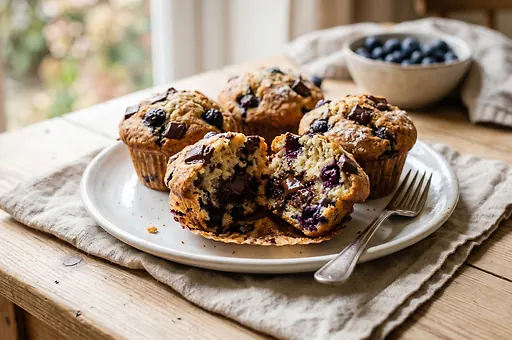 Chocolate and Blueberry Muffins