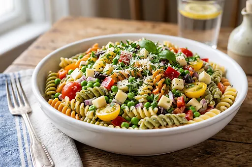 Pasta Salad with Peas and Cheese
