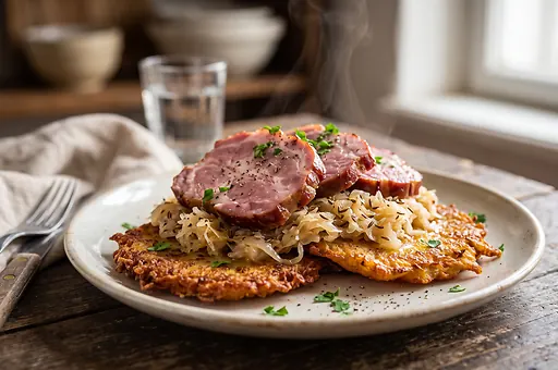 Cmunda po Kaplicku, Czech Potato Pancake With Sauerkraut