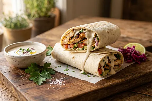 Kurczak shawarma w chlebie pita