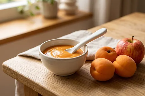 Homemade apricot baby puree