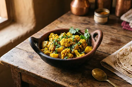 Indické zemiaky s karfiolom aloo gobi