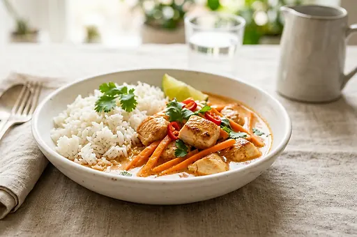 Chicken Curry with Coconut Milk and Jasmine Rice