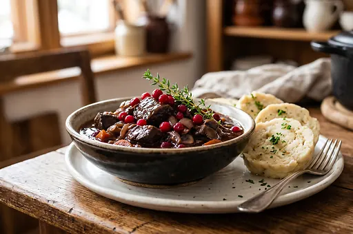 Venison Goulash in Red Wine