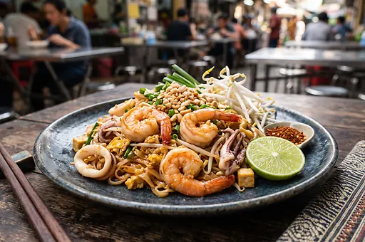 Pad Thai z owocami morza