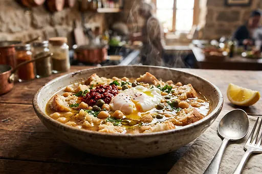 Tunisian chickpea soup lablabi