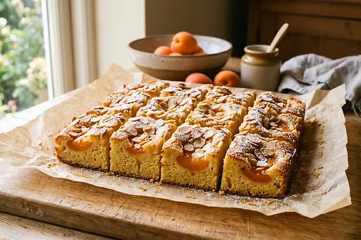 Apricot bars with almond flakes