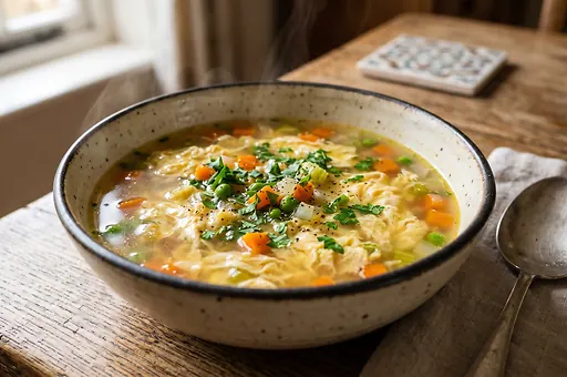 Egg drop soup with vegetables
