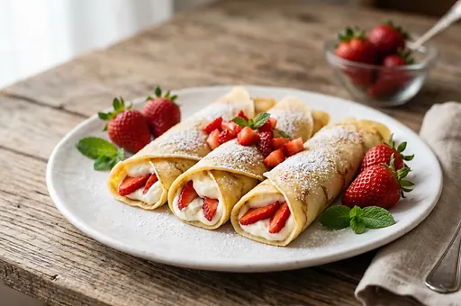 Italian Crespelle with Mascarpone and Strawberries