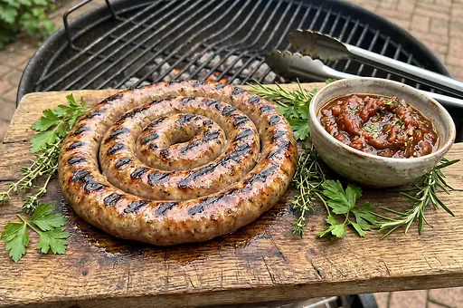 Grillowana południowoafrykańska kiełbasa boerewors