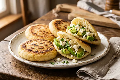 Arepa, tradycyjna kukurydziana placka z Wenezueli i Kolumbii