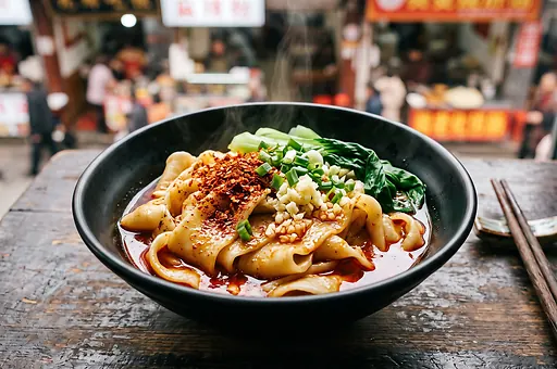 Xi'an makaron biang biang z olejem chili