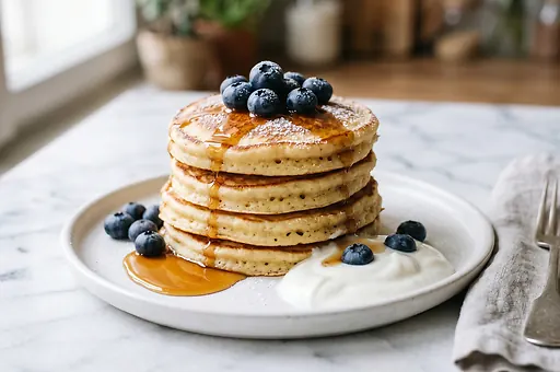 Kefir pancakes with blueberries