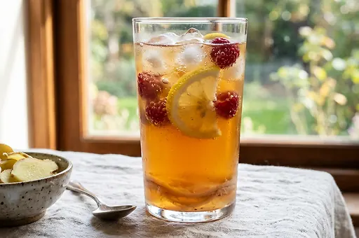 Homemade kombucha with fruit flavoring