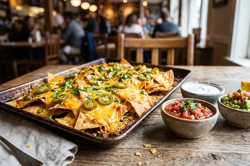Zapiekane nachos z cheddarem i jalapeño