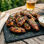 Grilled Chicken Wings with Honey Marinade and Chive Dip