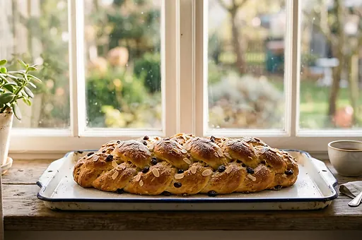Butter Christmas Bread with Rum-Soaked Raisins