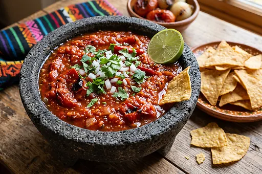 Mexican salsa roja from roasted tomatoes