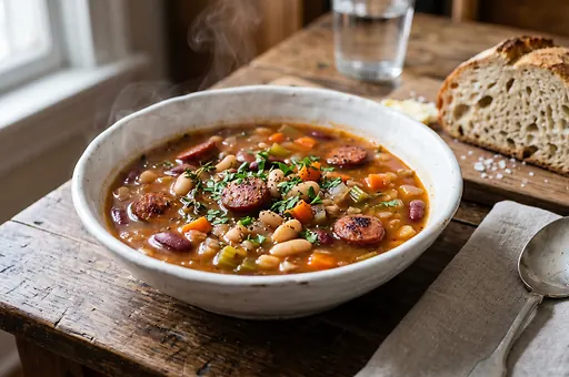 Slovak Bean Soup with Sausage