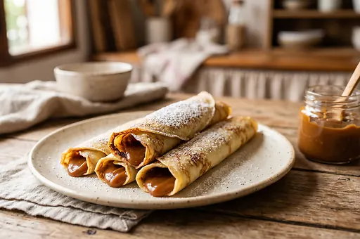 Panqueques con dulce de leche Argentinian pancakes