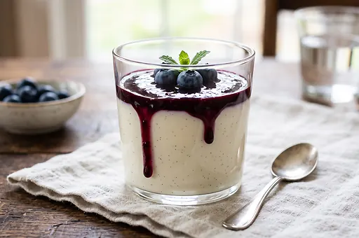 Waniliowa panna cotta z jagodami