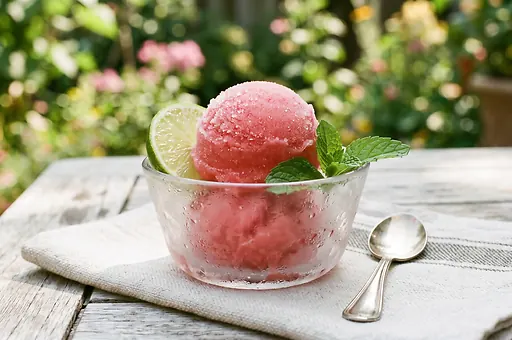 Watermelon sorbet without an ice cream maker
