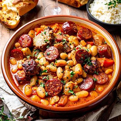 Cassoulet, francúzske fazuľové jedlo s mäsom
