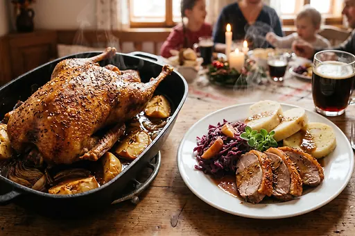 Roast Goose Stuffed with Apples and Caraway