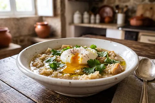 Traditional Portuguese Soup Açorda from Alentejo