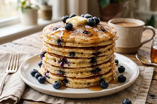 Fluffy American Blueberry Pancakes