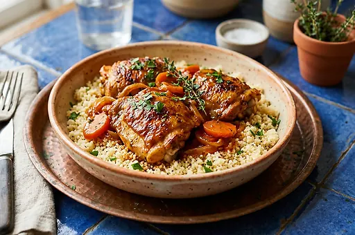 Moroccan Chicken Tagine with Chickpeas and Apricots
