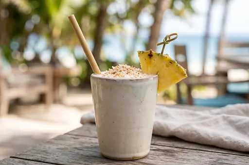 Non-alcoholic pina colada with coconut milk