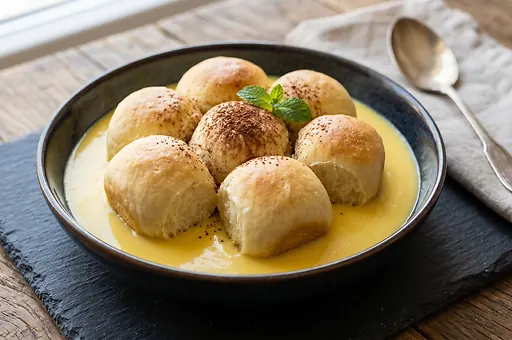 Poppy-Seed Yeast Buns with Lemon-Vanilla Custard