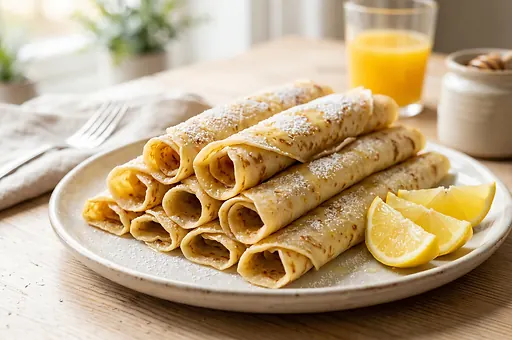 French Crêpes with Sugar and Lemon