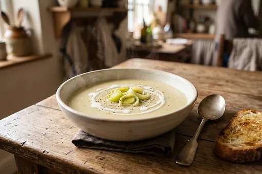 Creamy leek and potato soup