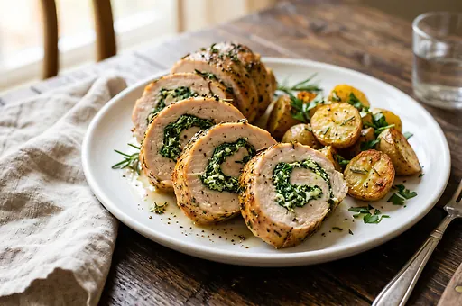 Juicy Turkey Roulade with Spinach and Ricotta