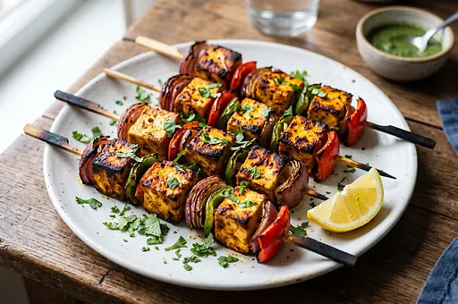 Grillowany indyjski ser paneer tikka