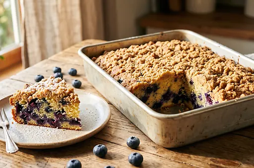 Juicy blueberry crumb cake