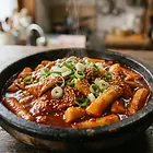 Pikantne koreańskie kluski ryżowe tteokbokki
