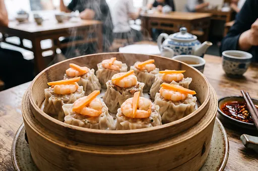 Shao mai z krewetkami na parze
