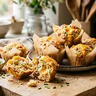Słone muffiny z szynką i serem