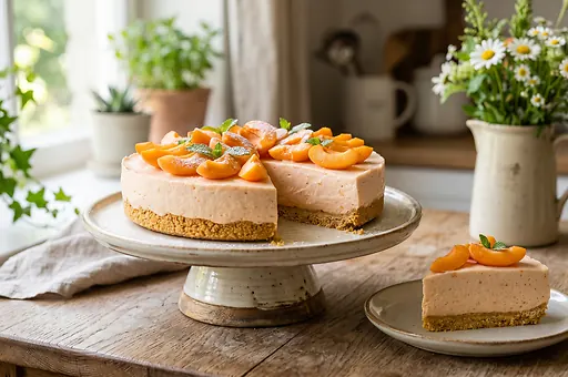 Summer no-bake apricot cheesecake